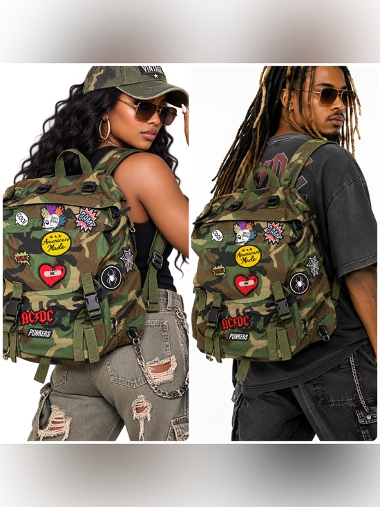 Camo Handbags - Camouflage Customized Patchwork Backpack - Green Camo unisex